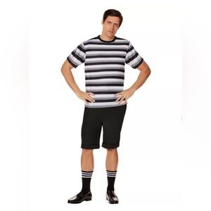 Pugsley Addams family costume Large Striped Black White Men's T-Shirt + shorts